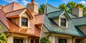 Weathered Copper Metal Roof